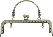 8 Inch Metal Purse Frame with Embossed Arch Handle Kiss Clasp Lock Frame for DIY