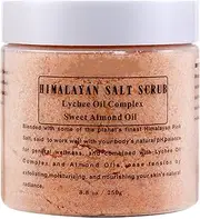 Dry DETVFO HIMALAYAN SALT SCRUB with Lychee Oil Complex Sweet Almond Oil, 100% Natural Salt Scrub for Exfoliate & Moisturize Face, Body and Foot Skin - Great Gifts For Women (1)