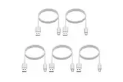 5 Pack 1m Data Transfer Charger Charging USB Type C Phone Tablet Cable Cord Bulk White TPE Plastic