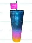 Starbucks x Tim Singleton Collab Pride 2023 Rainbow Ombre Grid 24oz Tumbler~NWT