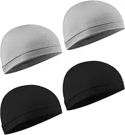 [Culinavog] Cycling Hat Under Helmet, Pack of 4 Bicycle Underwear, Thin Hat, Men Women, Breathable Ice Silk Hat, Summer Sports Hat, Multifunctional Skull Cap, Sleeping Cap, Running Hat, Chemo Headgear