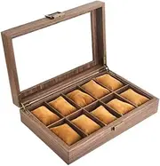 Multi-skylight PU Watch Storage Box Jewelry Storage Box Wood Grain Watch Box (D Light Grey) FANDIAO
