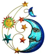 Metal Sun Outdoor Wall Art Decor, Large Size 17'' Sun Face Metal Wall