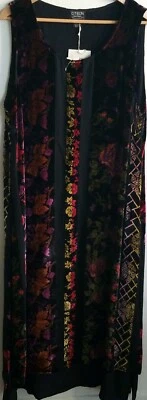 CITRON COLLECTION MAXI DRESS VELVET FLORAL BURNOUT SLEEVLESS SILK SZ XS NEW TAG