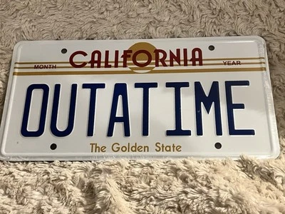 Back To Future OUTATIME Merchandise License number Plate Marty DeLorean