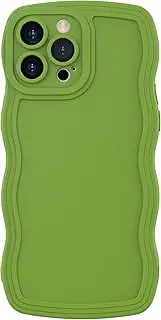 Miyonsin Designed for iPhone 7/8/SE2 Case, Cute Curly Wave Edge Phone Cover, Soft Liquid Silicone Camera Protection Case, Green