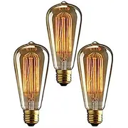 3pcs 40W Edison Vintage Incandescent Light Bulb Dimmable E26 E27 ST64 Candelabra Filament Amber Warm White for Lighting Fixture 220-240V