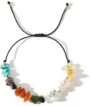 [LEBHAR] Irregular turquoise crystal wax wire beaded adjustable women's colorful gravel woven bracelet