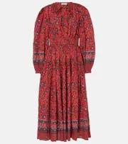 [Ulla Johnson] Ulla Johnson Mona floral cotton-blend midi dress AU 14 red