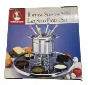 Roshco STAINLESS STEEL LAZY SUSAN Rotating Fondue Set Brand New