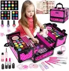 59 Pcs Kids Makeup Kit for Girl Pretend Beauty Vanity Set w/ Cosmetic Case Gift