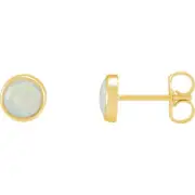 Bezel Set Opal Earrings In 14K Yellow Gold
