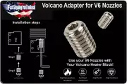 Volcano V6 Nozzle Adapter: Use Your V6 Hotend Nozzles With Your Volcano Hotend