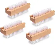 DBEBTOOL Nail Brush Set - 4pcs Two-Side Fingernail Nail Brushes for Cleaning, Wooden Nail Cleaning Brush, Stiff Nail Scrubber Brush for Cleaning Toes and Nails