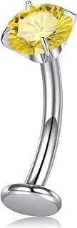 [CIZME] G23 Solid Titanium Belly Button Rings Internally Threaded Floating Belly Piercings 14G CZ Belly Navel Rings Jewelry for Women 10mm Belly Bars