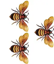 Bee Home Decor, Metal Wall Art, 3-Piece Set, Metal Material, Weather-Resistant, Rust-Proof, Indoor & Outdoor, For Nursery, Bathroom, Kitchen, Garden, Yellow & Black, 19.8x12.3x2cm