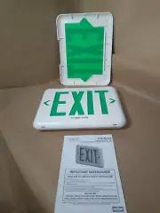 NEW Dual-Lite Green LED Exit Sign, UL-Listed Emergency Light Model # EVEUGW-2C