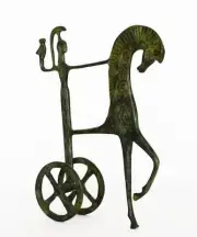 Ancient Greek Chariot - Goddess Athena Minerva Holding an OwL - Wisdom - Bronze