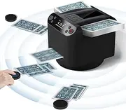 CARDSPIN 2-in-1 Automatic Card Shuffler and Dealer Machine, 360° Rotating 2 Decks Card Dealer with Wireless Remote, Casino Playing Card Table Accessories for Poker, Blackjack