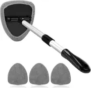 Gray Car Windshield Cleaner, Microfiber Car Window Cleaning Tool with 4 Reusa...