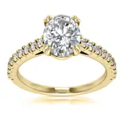 Solitaire with Accents 2.94 Ct VS1/H Oval Diamond Engagement Ring 14k Treated