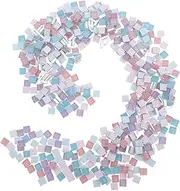 FOYTOKI Glass Mosaic Tiles Set 1200pc Square Tiles for DIY Decor Vase Mosaic Supplies Safe for Boys and Girls