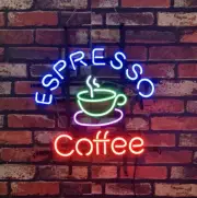 Espresso Coffee Cafe Shop Open 17"x14" Neon Light Sign Lamp Display Real Glass