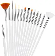 AIMALL 15PCS Nail Art Brushes and Dotting Pen Set for Acrylic UV Gel Nails, Fine Detail Liner Tools for Drawing, Painting, Design, Flower Patterns, Manicure DIY Kit