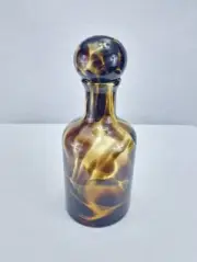 RARE CHRISTIAN DIOR GLASS DECANTER 1960s DESIGNER TURTLE SHELL PATTERN