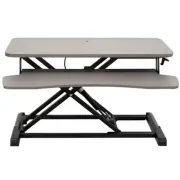 VIVO Gray Height Adjustable Standing Desk Monitor Riser, 32" Sit Stand Tabletop