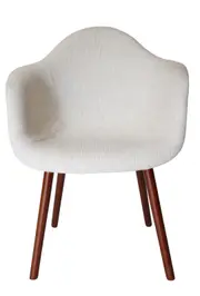 SK Designer Living Replica Eames DAW Hal Inspired Chair - Fabric & Walnut