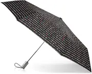 totes Automatic Eco Open Close Water-Resistant Travel Folding Umbrella with Sun Protection, Multi Dash, One Size, Automatic Open Close Water-Repellent Travel Folding ECO Umbrella with Sun Protection