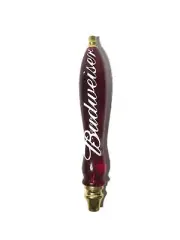 Budweiser Beer Pub Style Tap Handle - Red Acryllic w/White Embossed Lettering...