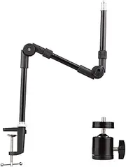 Eacam ST-01 Flexible Foldable Desk Mount Stand Metal Bracket with 1/4 Inch Screw Ballhead Adapter 3kg Load Capacity for Fill Light LED Ring Light Webcam Camera Smartphone