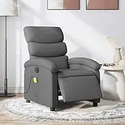 Electric Massage Recliner Chair, Dark Grey Fabric Upholstered Power Reclining Sofa, Living Room Furniture with 6-Point Vibration, USB Port