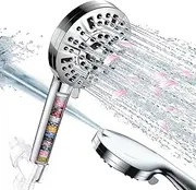 [Baseau] Luxury Filter Shower Head,10 Functions Spray Setting High Pressure Handheld ShowerHead, Built-in Pause Mode & 2 Jet Mode Power Wash for Tubs Tiles Walls Pets Cleaning (Filter Included)