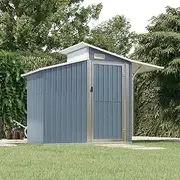 Garden Storage Shed, Outdoor Storage Shed Tool Store Cabinet Garden Shed Grey 270x130x208.5 cm Galvanised Steel