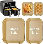 [TOKSEO] Pack of 100 Baking Paper for Hot Air Fryer, 5.2/3.1 L Airfryer Baking Paper for Hot Air Fryer Philips Dual Basket Airfryer 3000 Series, Moulinex, Tefal EY901810