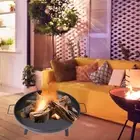 Cast Iron Fire Pit Bowl Firepit Sturdy Stand with Handles Wood Burning Fireplace