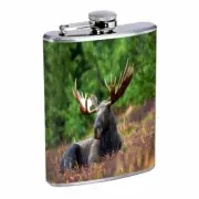 Moose Em1 8oz Stainless Steel Flask Drinking Whiskey Liquor