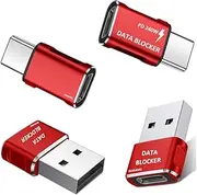 BUISAMG Data Blocker, USB A to C & USB C Data Blocker for iphone15 16 and Any Mobile Phone Charging, Protect Against Juice Jacking, Refuse Hacking 100% Guaranteed, Only Safe Charging (4-Pack)