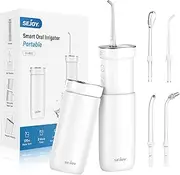 Water Flossers for Teeth, Water Teeth Cleaner Cordless Water Flosser Portable Water Dental Flosser Oral Irrigator Rechargeable IPX7 Waterproof with DIY Mode, 5 Jet Tips (White)