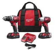 Milwaukee Cordless Compact Drill and Impact Driver Power Tool Set - 2691-22