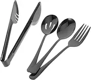 GLEAVI 1 Set Stainless Steel Serving Utensils Reusable Kitchen Tong for Pasta Steak More Metal Tableware for Home Restaurant Use
