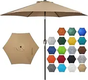 Blissun 7.5 ft Patio Umbrella, Yard Umbrella Push Button Tilt Crank (Tan)