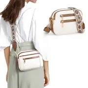Women Shoulder Bag Cross Body Messenger Handbag with Wide Strap-Beige