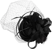 [CATIEBYE] Hat Headband Bridal Hair Accessories Hair Bands Headband Party Women Headdress Hats Banquet Hair Accessories for Women Mesh Hat Head Band Bride Head for Wedding Black Fabric