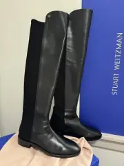 NEW!! Stuart Weitzman KEELAN Over-the-Knee Boots Leather Black Women's Size 8.5