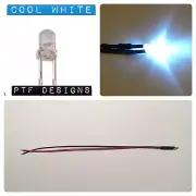 1 COOL WHITE LED, 9-12 Volts Pre Wired 3mm DC , Lighting For Layouts, USA