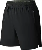 [Aosufei] Men's Casual Breathable Stretchy Beach Shorts Loose Elastic Waist Sports Shorts Quick Dry Drawstring Summer Shorts